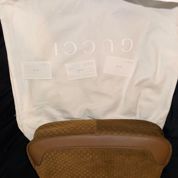 Gucci Brown Monogram Suede Shoulder Hobo - Picture 6 of 8